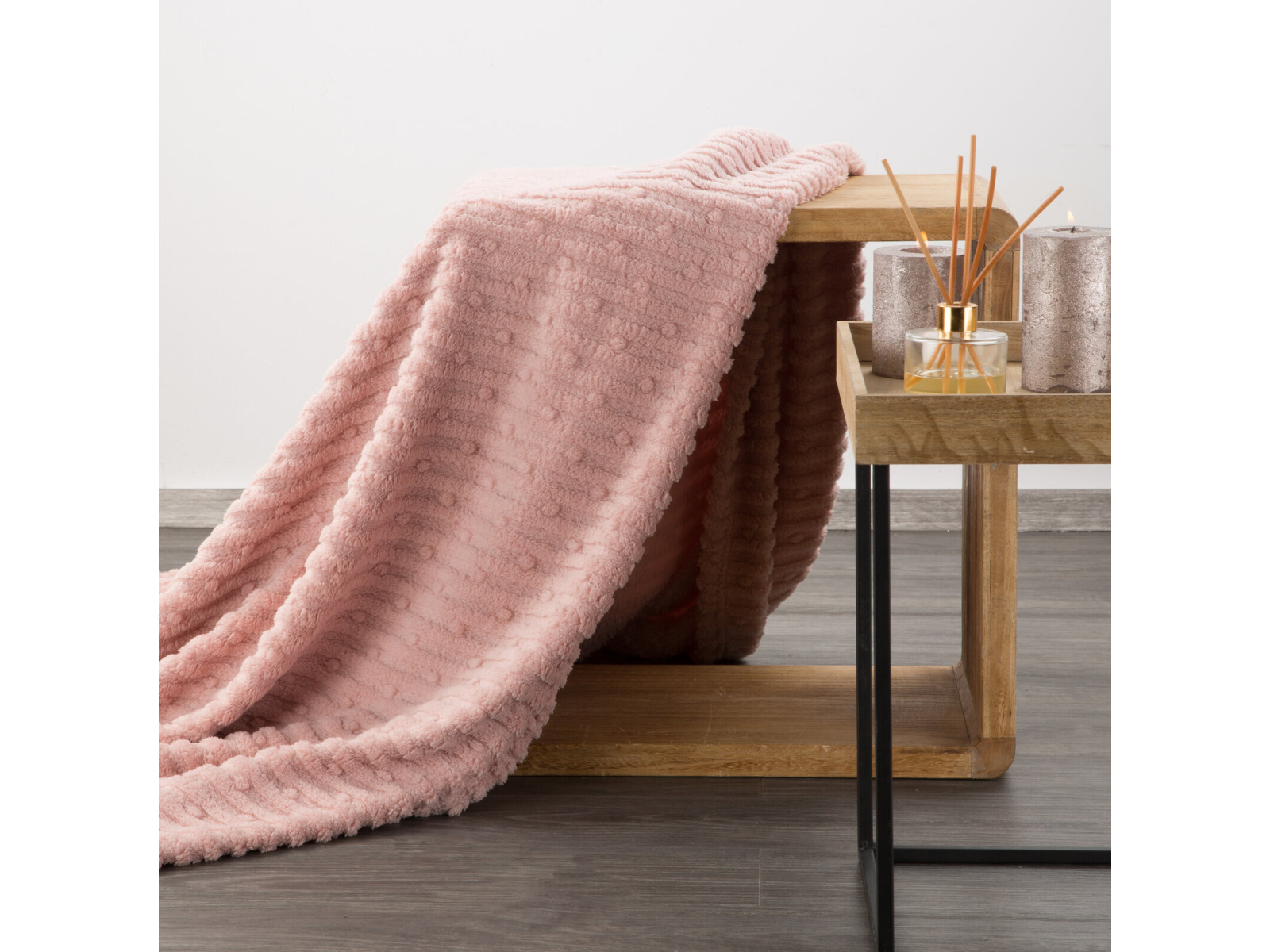 Mäkká, chlpatá deka s pásikovým vzorom - Lisa, ružová 130 x 170 cm